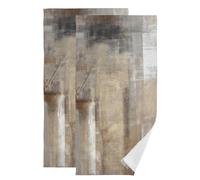 MATEKULI Taupe Grey Brown Hand Towels for Bathroom 2 Pack,Microfiber Absorbent Beige Ombre Modern Rustic Abstract Art Print Kitchen Towels,Decorative Bathroom Towels for Face,Hair,Bath,Shower 14"x28"