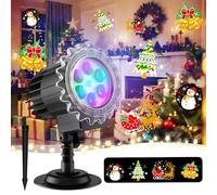 Matekxy Christmas Projector Lights Outdoor, 2025 Upgraded 3D Snowman Bells Sleigh Santa Decoration Light, IP44 Waterproof Holiday Lamp for Xmas Garden Patio Indoor
