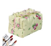 Matelased Make Up Bag - Quilted Cosmetic Bag, Toilet Bag with Disturbed Flower Bag, Elegant Toiletry Bag, Portable Travel Make-Up Cover for, Yellow, see description, See description