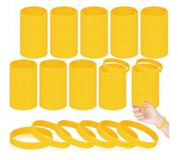 MATEPLUS 100 Pieces Rubber Bands For Silicone Bracelets, Bulk Plain Stretch Sports Elastic Rubber Wristbands For Teens, Party, Gift-Yellow