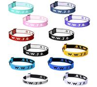 MATEPLUS 12PCS WWJD Bracelets, Christian Gifts Adjustable Wristbands, Handmade Colorful What Would Jesus Do Webbing Bracelet for Women Men