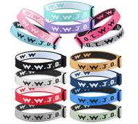 MATEPLUS 14/28Pcs WWJD Bracelet Bulk Pack, Adjustable Woven WWJD Religious Bracelets What Would Jesus Do Wristband for Church, School(14 Colors)