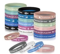 MATEPLUS 48P Bible Verse Silicone Bracelets, Motivational Quote Rubber Wristbands Religious Scripture Bracelet Christian Inspirational Faith Gifts for Men Women Church Easter Party Favors