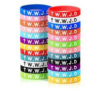 MATEPLUS WWJD Rubber Bracelets, 12 Color Motivational Religious Christian Wristands What Would Jesus Do Inspirational Reminder For Party Church Sc, S, Rubber, No Gemstone