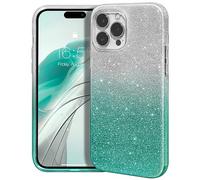 MATEPROX Compatible with iPhone 15 Pro Max Case, Sparkly Bling Cute Glitter Cover with 3 Layer Hybrid, Anti-Slick Protective Case for iPhone 15 Pro Max 6.7'' 2023-Gradient Teal