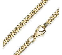 MATERIA by Matthias Wagner 2.7 mm Curb Chain Silver 925 Gold-Plated Diamond-Coated Gold Chain Men Women, 40 cm, Sterling Silver, Diamond