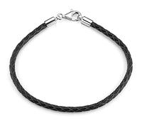 MATERIA by Matthias Wagner A58 Women's and Men's Leather Bracelet 3.2 mm Black 925 Silver Leather Bracelet 18-22 cm, 17 centimeters, Leather