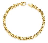 MATERIA by Matthias Wagner Byzantine Chain Gold Bracelet Men's 5 mm 925 Silver Gold-Plated 19-24 cm, 23 centimeters, Sterling Silver