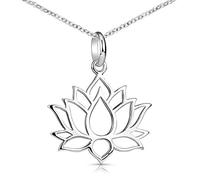 MATERIA by Matthias Wagner Lotus Flower Pendant 925 Silver with Chain for Women or Girls, Sterling Silver, No Gemstone