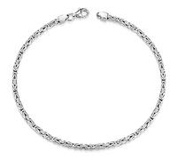 MATERIA Byzantine Chain Bracelet Sterling Silver 2.5mm for Men Diamond Cut Rhodium Plated 7, 7.5, 8, 9 inch + Gift Box #SA-3