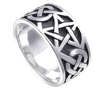 Materia #SR-112 Unisex Pentagram Ring 925 Silver Antique Wide 7.2 g Celtic Design Silver