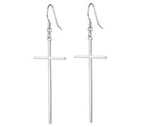 MATERIA Sterling Silver Drop Earrings Crosses 20 x 59 mm Long for Women with Gift Box #SO-265