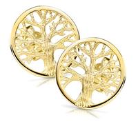 Materia women's gold tree of life stud earrings, 925 silver, gold-plated Celtic 14 mm, #SO-380