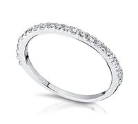 Materia Women's Stacking Rings Stack Rings Thin Narrow 22 Stones in 16 - 19 mm Rhodium-Plated in Case Silver/white
