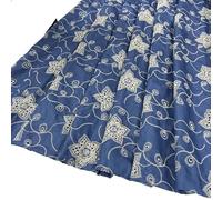 Material for Sewing Embroidered Washed Denim Fabric Thin Summer Five-Pointed Star Embroidery Polyester Cotton Dress Shirt by The Meter(Light Blue)