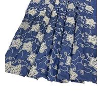 Material for Sewing Embroidered Washed Denim Fabric Thin Summer Five-Pointed Star Embroidery Polyester Cotton Dress Shirt by The Meter(Blue)