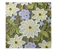 Material for Sewing Hollow Embroidery Fabric Woven Clothing Designer DIY Cloth for By The Yard Apparel Sewing Pure Polyester Material(Green,1.5 Meters)