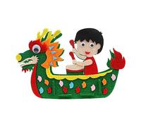 Material Pack DIY Non Woven Toy Dragon Boat Crafts Development Toys DIY Felt Craft Kids Handcraft for Classroom Dragon Boat Festival, drummer
