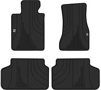 Matericuo Car Floor Mats Custom Fit for BMW 5 Series G30/G31 2017-2023 Black White Rubber Auto Liner Mats All Weather Protection Heavy Duty Odorless