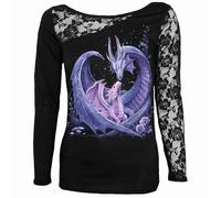 MATERNAL INSTINCTS - Lace One Shoulder Top Black Spiral Black M