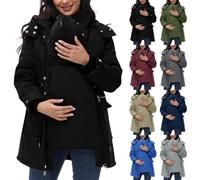 Maternity 3 in 1 Winter Coat - Waterproof Removable Quilted Lined Puffer Jacket for Expecting Mothers(Black,M)