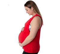 Maternity and Nursing Longline Vest Top - Red