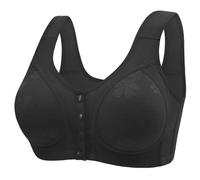 Maternity Bras,Front Fastening Bras for Women UK No Underwire Full Coverage Seniors Bra Wireless Push Up Plus Size Everyday Bralettes Button Down Breathable Cotton Underwear,2-Black 48