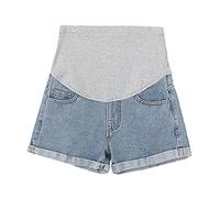 Maternity Denim Shorts UK Sale Clearance Pregnant Stretchy Jean Shorts High Waisted Short Jeans Rolled Hem Wide Leg Denim Bermuda Pant Pregnancy Women Hotpants Cropped Trousers Plus Size