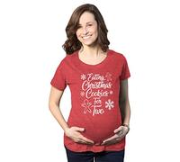 Maternity Eating Cookies for Two Pregnancy T Shirt Cute Christmas Announcement (Heather Red) - XXL