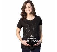 Maternity Force is Strong Funny Pregnancy T Shirt Graphic for Expecting Mothers (Black) - L