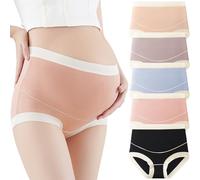 Maternity Knickers Seamless High Waist Underwear Zero Feel Womens Pregnancy Panties Over Bump Postpartum Briefs Underpants,5-Pack,L Multicolor