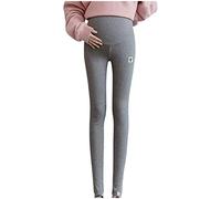 Maternity Leggings Womens Fleece Lined Trousers Over Bump High Elastic Waist Stretchy Belly Support Pregnancy Pant Yoga Workout Trousers Soft Tights Bottoms Thermal Winter Warm Active Fitness