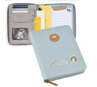 Maternity log cover, examination booklet and vaccination certificate bag/organiser with "Glückskind" lettering, pastel green with dots