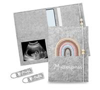 Maternity Log Protective Cover, A5 Maternity Log Cover, Felt Cover for Pregnancy Care with 2 Key Chains, with Inner Pocket and Elastic Band, for Storing Ultrasound Picture, Vaccination Certificate
