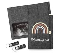 Maternity Log Protective Cover, A5 Maternity Log Cover, Felt Cover for Pregnancy Care with 2 Key Chains, with Inner Pocket and Elastic Band, for Storing Ultrasound Picture, Vaccination Certificate