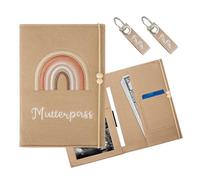 Maternity Log Protective Cover, German Maternity Log Cover with 2 Key Chains, Felt Maternity Log with Compartments, for Storing Ultrasound Picture, Vaccination Certificate, Insurance Card, etc. (Khaki