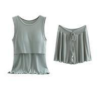 Maternity Nightwear 2 Piece Nursing Postpartum Breastfeeding Tops Summer Opening Loose Fit Ribbed Big and Tall Oversized Stylish Lightweight Comfot Pants