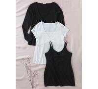 Maternity & Nursing Special 3-Piece Set: Tops + Cami black