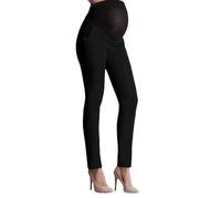 Maternity Pants Comfortable Over Bump Women Pregnancy Casual Capris for Work Maternity Leggings with Pocket (Black, L)