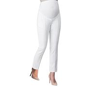 Maternity Pants Comfortable Over Bump Women Pregnancy Casual Capris for Work Plus Size Maternity Work Clothes (White, L)