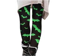 Maternity Pants Women's Fashionable and Comfortable Slim Halloween Bat Print Casual Pants Leggings Ideology Leggings (Green, XXL)