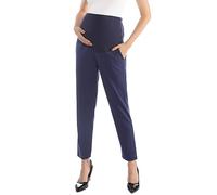 Maternity Pants Work Over The Belly with Pockets, Womens Pregnancy Dress Pants Office Clothes Trousers Stretch Summer, Navy, 16-18