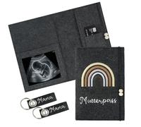 Maternity Passport Cover, Maternity Log Protective Cover for Ultrasound Pictures, Bank Cards, Vaccination Cards, a Gift for Pregnant Women and Expectant Mothers (Black)