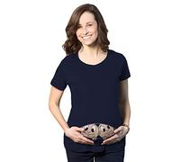 Maternity Peeking Twins T Shirt Cute New Baby Announcement Reveal Pregnancy Tee (Navy) - XXL