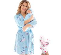Maternity Robe and Matching Baby Swaddle Set | Hospital Labor and Delivery | Must Haves Essentials | Perfect for Nursing, Emily, Large