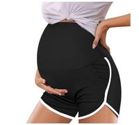 Maternity Shorts Over Bump Pregnancy Shorts for Women Yoga Women's Maternity Shorts with Pockets High Waisted Yoga Pregnancy Pants Maternity Leggings Workout Maternity Shapewear (01-Black, M)