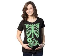 Maternity Skeleton Baby T Shirt Funny Cute Pregnancy Halloween Tee Announcement (Glow) - XL