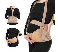 Maternity Support Belt Set, 3-Piece Pregnancy Belly Band with Shoulder Straps, Black and colour of skin (colour of skin, M)