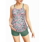 Maternity Swimsuit Tankini Fashion Ultra Soft Smooth Fabric Swimsuit for Maternity, Black (black flowers), S