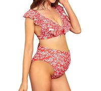 Maternity Swimwear Pregnancy Swimwear for Pregnancy Women Red Floral Bikini Set Two Pieces Summer Bathing Suit Maternity Swimsuits for Women Swimwear Women Skirt Pregnancy Pregnancy Swimming Costume